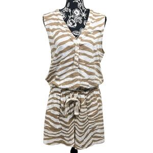 Lou & Grey Tan and White Striped Knit Jumpsuit